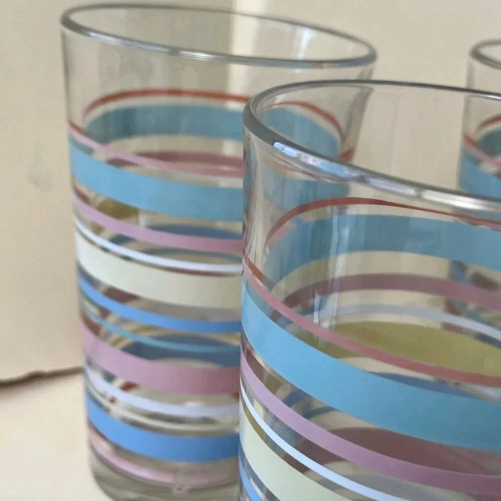 Vintage Culver Fiesta Highball Glasses Set of 4 Gold Barware